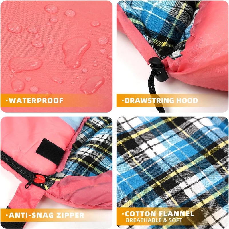 Kanyak Cotton Flannel Lined Sleeping Bag for Adults Teens Kids, Cold Weather &Warm, 3 Seasons, Lightweight Compact Camping Essentials Equipment, Hiking, Outdoor, Travel - Image 3